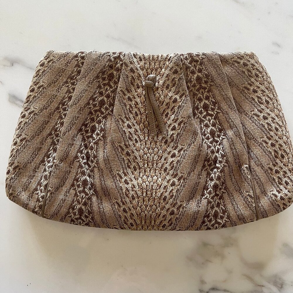 Vintage Morris Moskowitz Tapestry Clutch/Shoulder Bag with Leather Trim